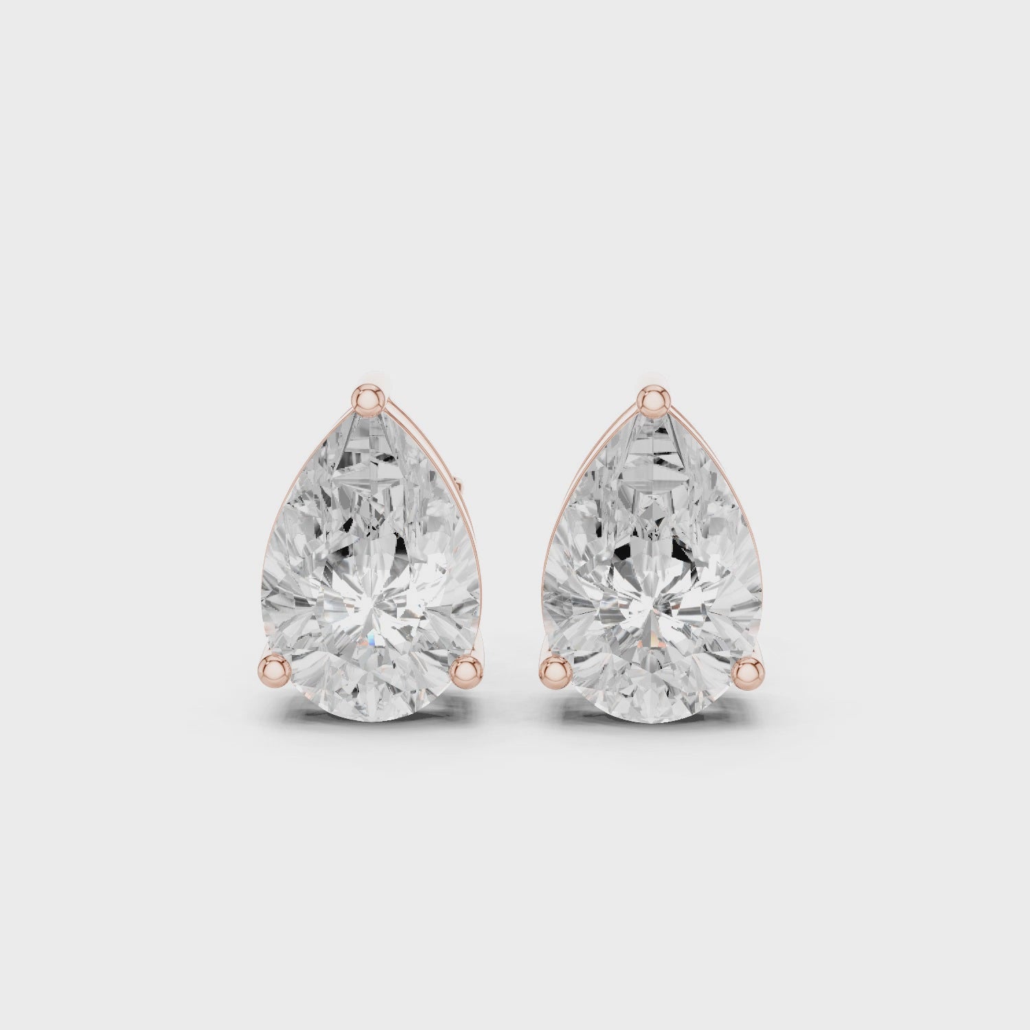 Pear Cut Lab Grown Diamond Stud Earrings 0.50–5.00 CTW in 14K Gold