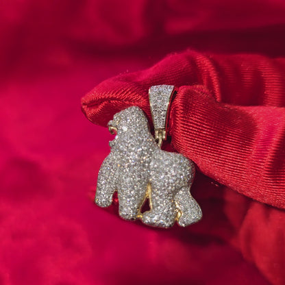 10k Yellow Gold Diamond Gorilla Pendant 1 3/4 ctw