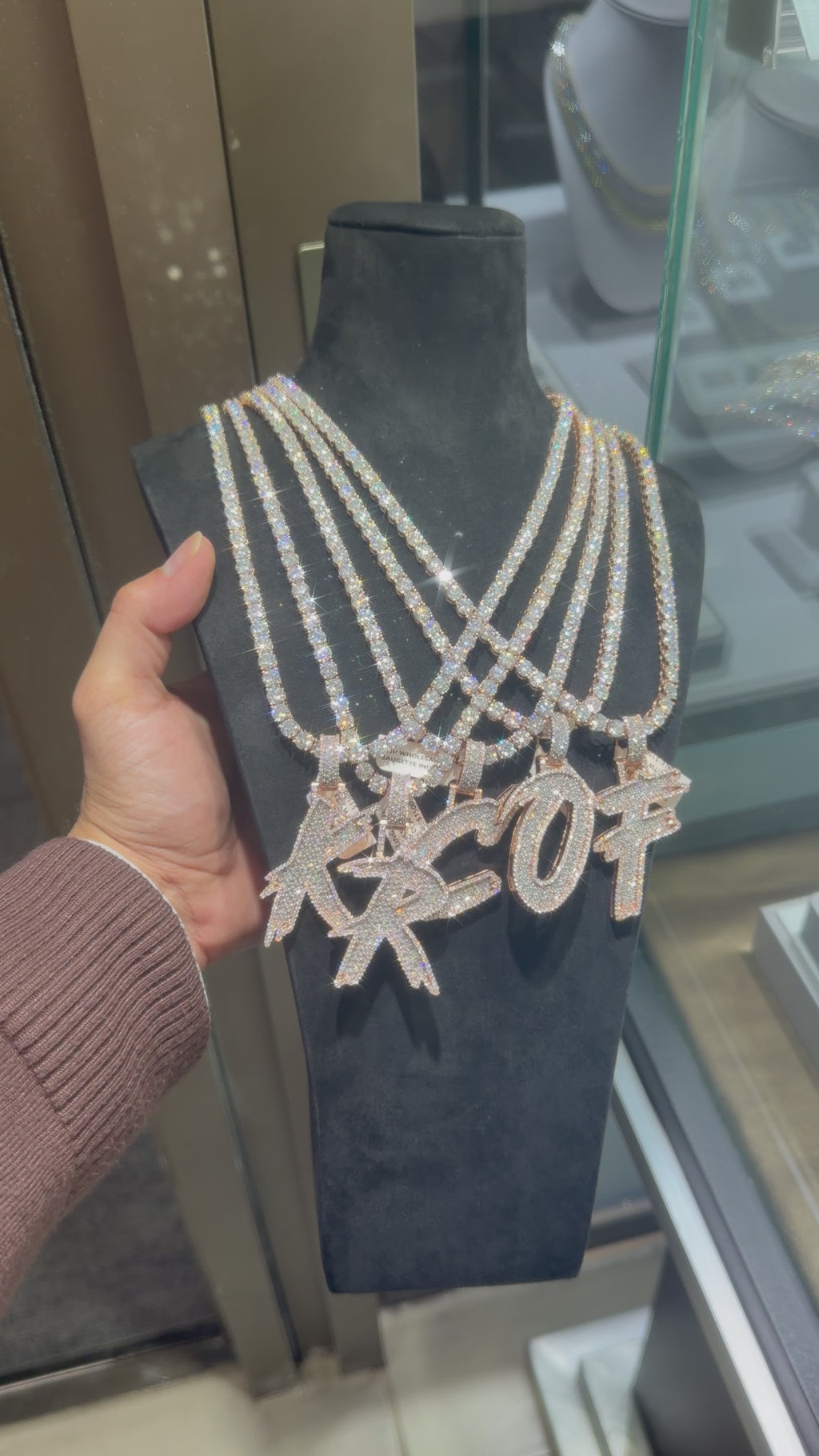 5MM Silver VVS D Color Moissanite Tennis Chain with Initial Pendant – 22” & 24” | Jewelry Palace