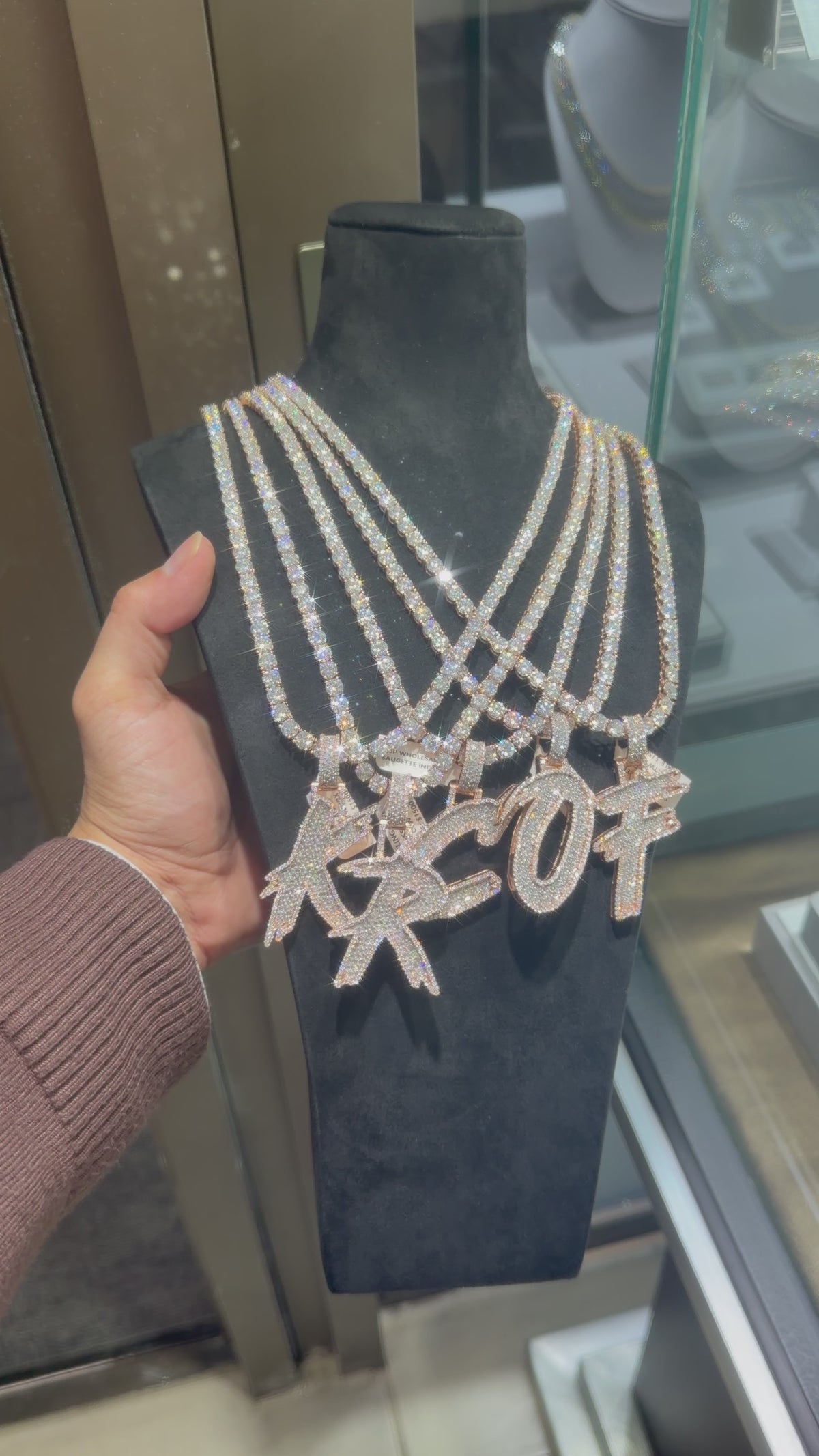 5MM Silver VVS D Color Moissanite Tennis Chain with Initial Pendant – 22” & 24” | Jewelry Palace