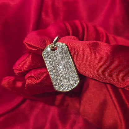 Iced-out Diamond Dog Tag 2 Ct. Diamond Yellow Gold