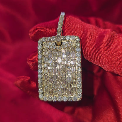 Baguette Tag Diamond Pendant 7 ct. 10K Yellow Gold