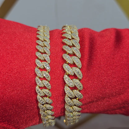 10k Yellow Gold Baguette Diamond Cuban Link Bracelet
