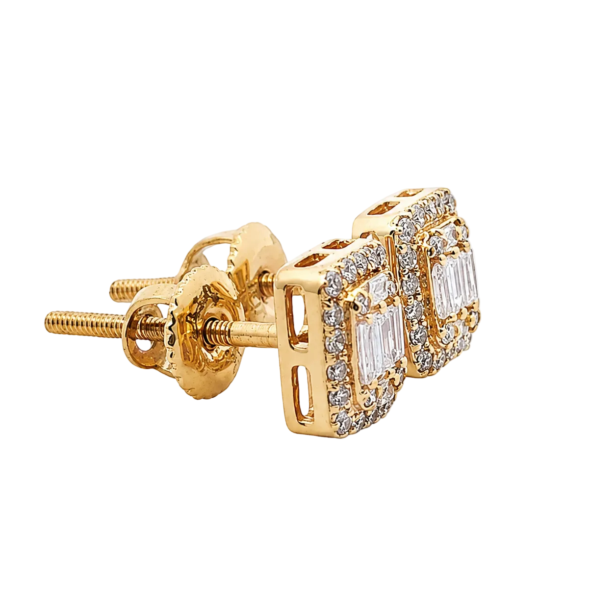 10KT Gold Diamond Cluster Halo Stud Earrings 0.20 CTW