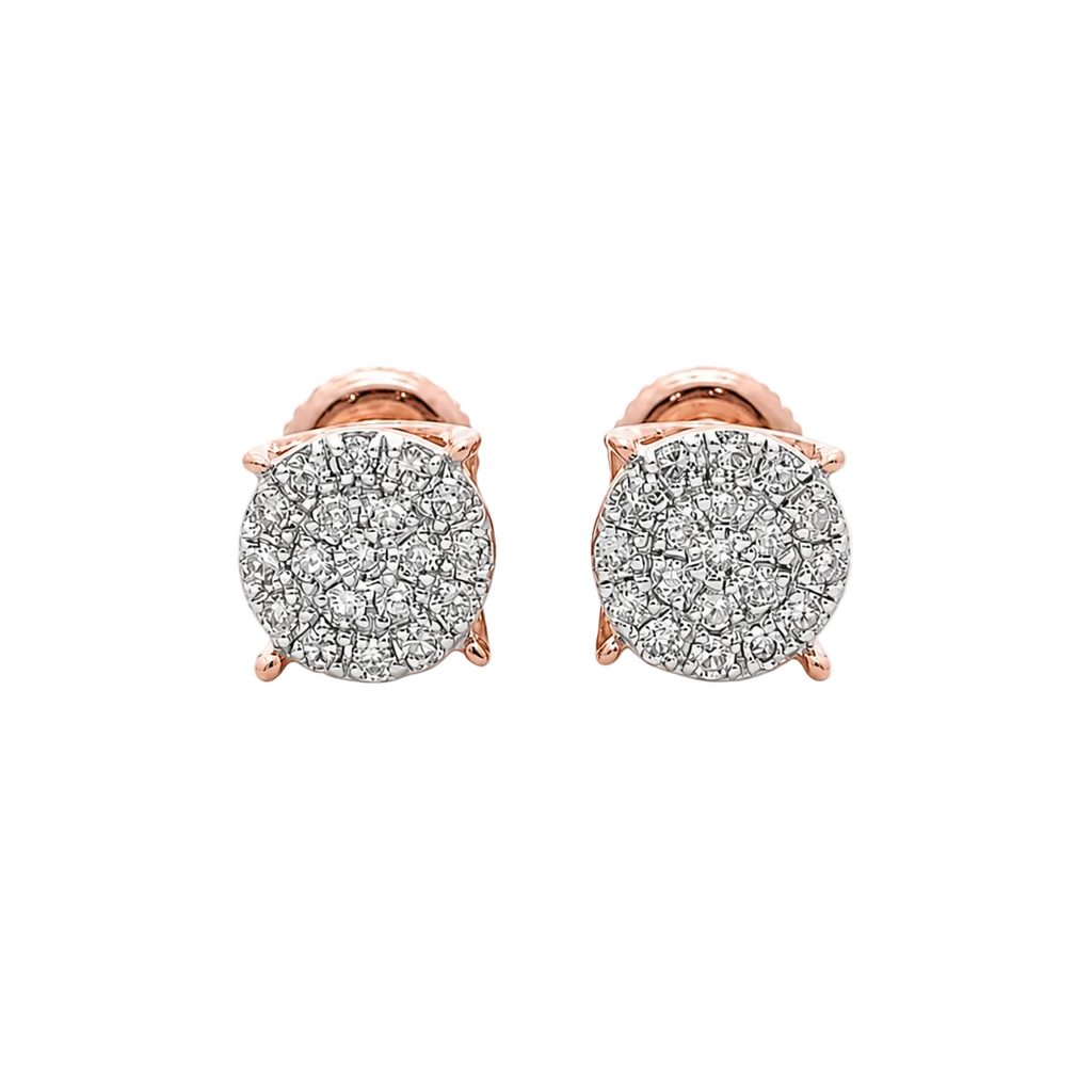 10KT Gold Diamond Round Cluster Stud Earrings 0.14 CTW