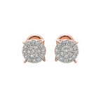 10KT Gold Diamond Round Cluster Stud Earrings 0.14 CTW