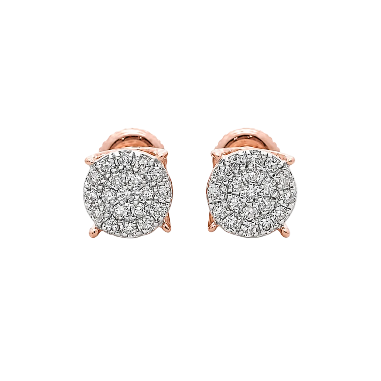 10KT Gold Diamond Round Cluster Stud Earrings 0.14 CTW