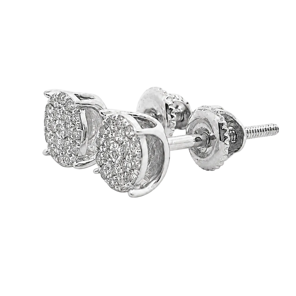 10KT Gold Diamond Round Cluster Stud Earrings 0.14 CTW