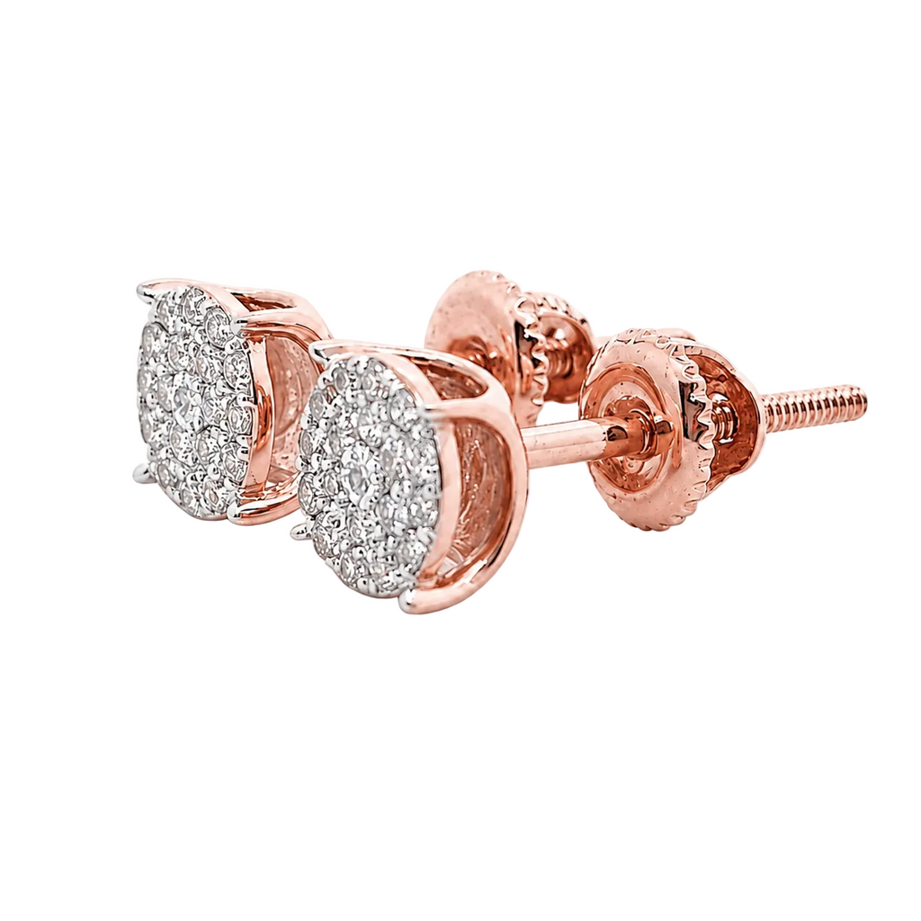 10KT Gold Diamond Round Cluster Stud Earrings 0.14 CTW