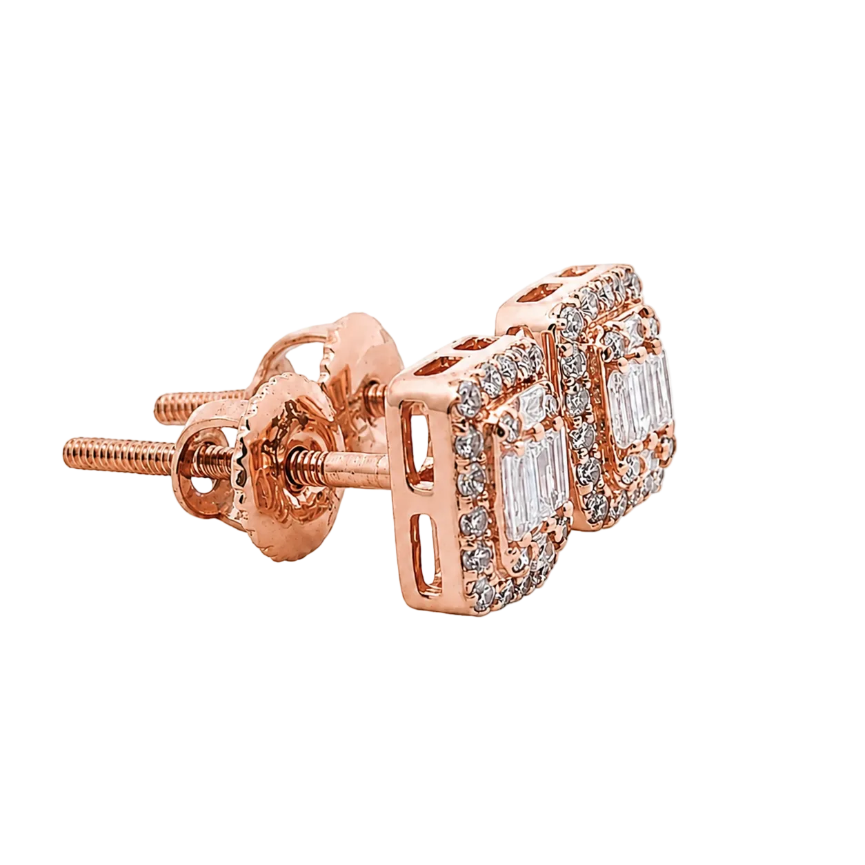 10KT Gold Diamond Cluster Halo Stud Earrings 0.20 CTW