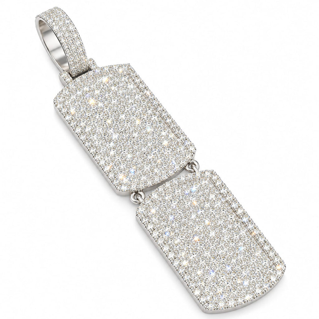 Lab-Grown Diamonds Sterling Silver Double Dog Tag Pendant – 15.37 CTW