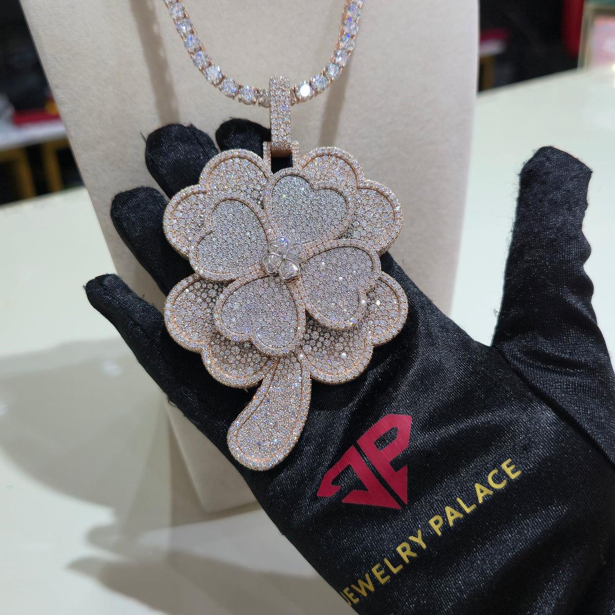 VVS Custom Clover Pendant with 5mm Tennis Chain