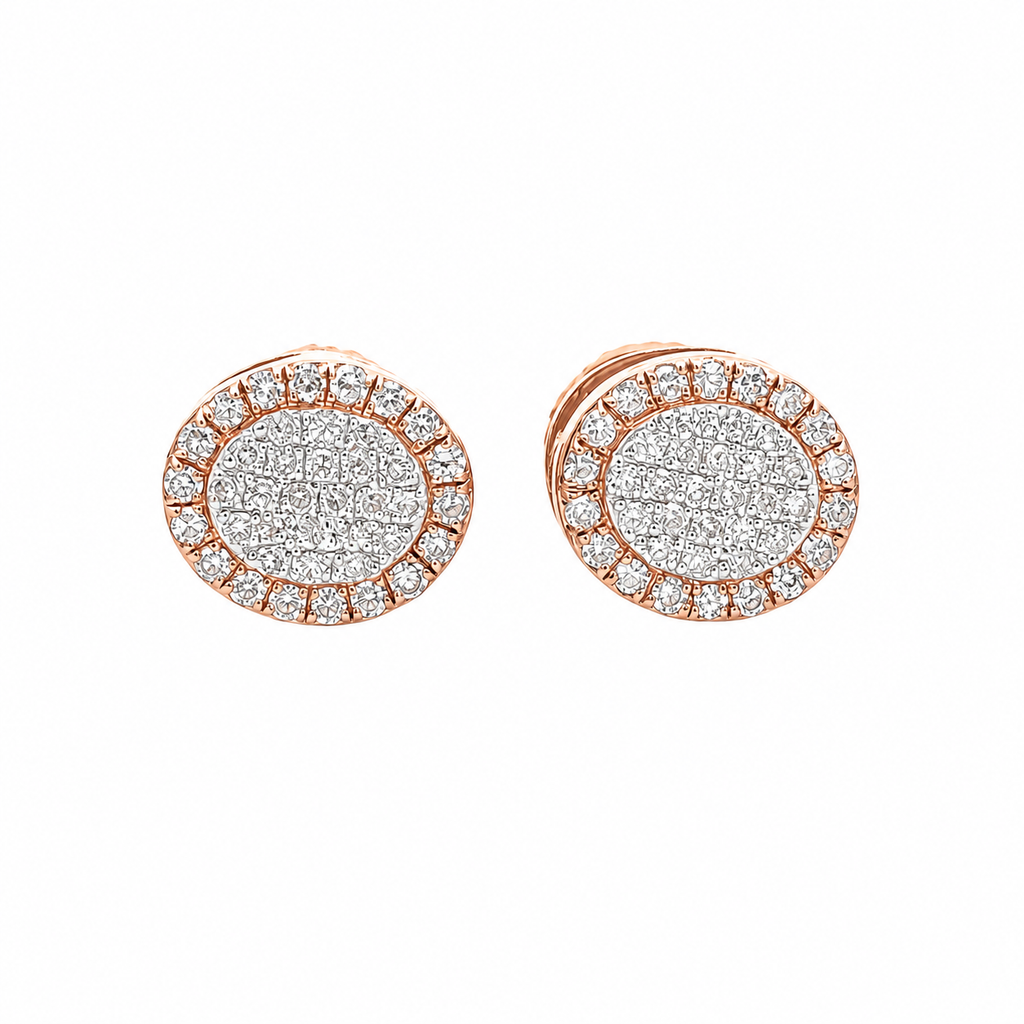 10KT Gold Diamond Cluster Halo Earrings 0.17 CTW