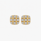10KT Gold Diamond Grid Cluster Stud Earrings 0.24 CTW