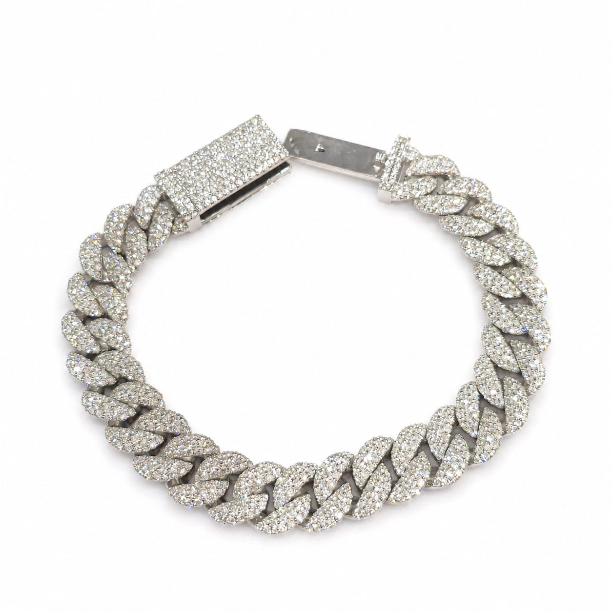 Lab Diamond Sterling Silver 12mm Cuban Link Bracelet 13.05 CTW