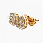 10KT Gold Diamond Grid Cluster Stud Earrings 0.24 CTW