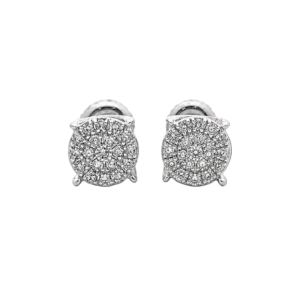 10KT Gold Diamond Round Cluster Stud Earrings 0.14 CTW