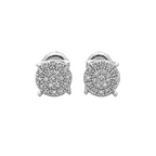 10KT Gold Diamond Round Cluster Stud Earrings 0.14 CTW