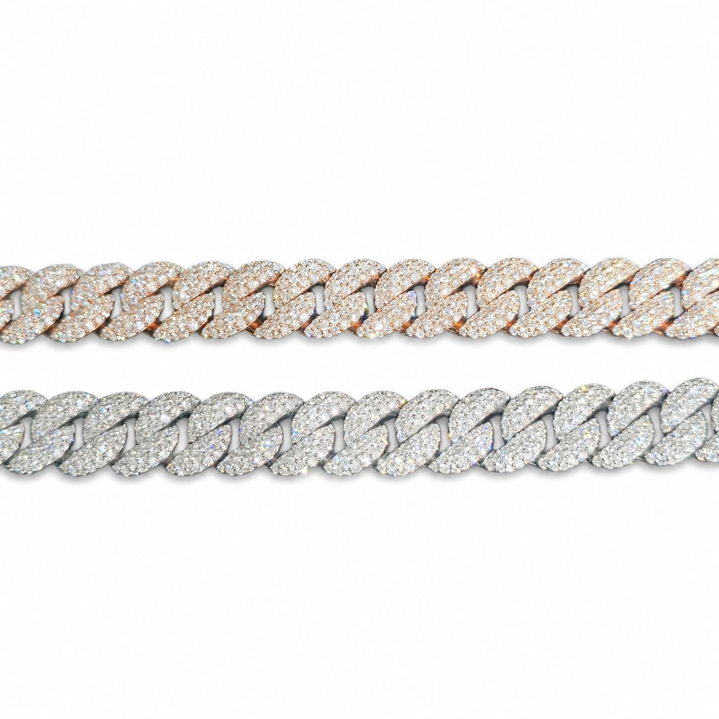 Lab Diamond Sterling Silver 12mm Cuban Link Bracelet 13.05 CTW