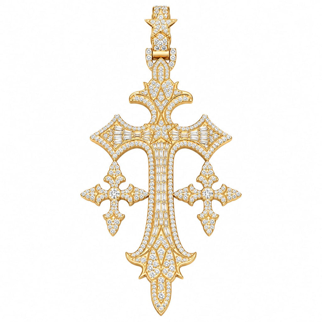 Lab Diamond Sterling Silver Cross Pendent 2.88 CTW