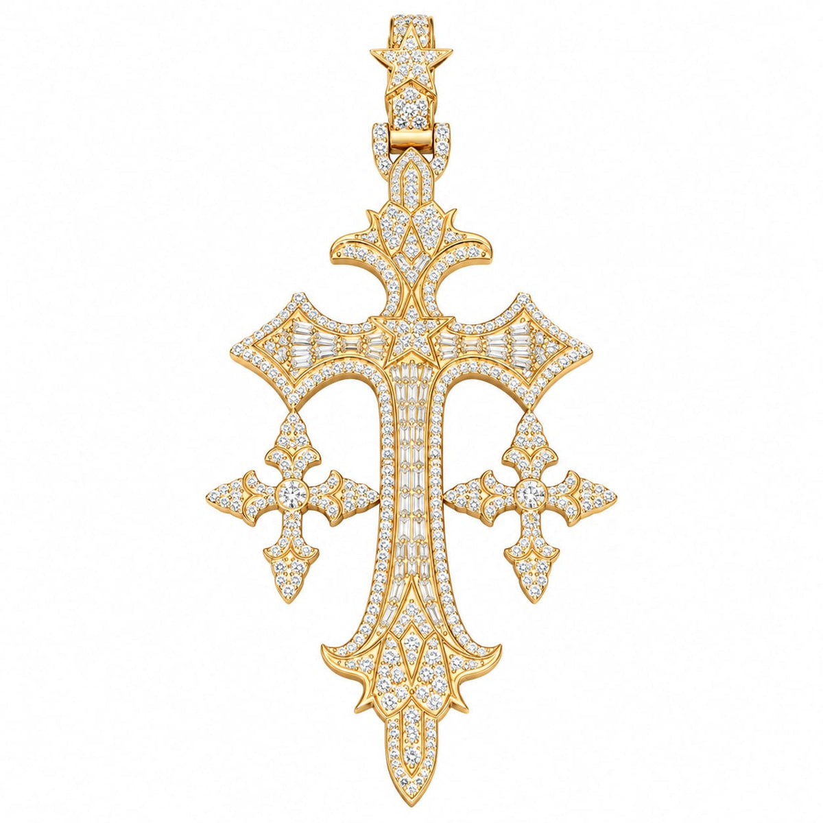 Lab Diamond Sterling Silver Cross Pendent 2.88 CTW
