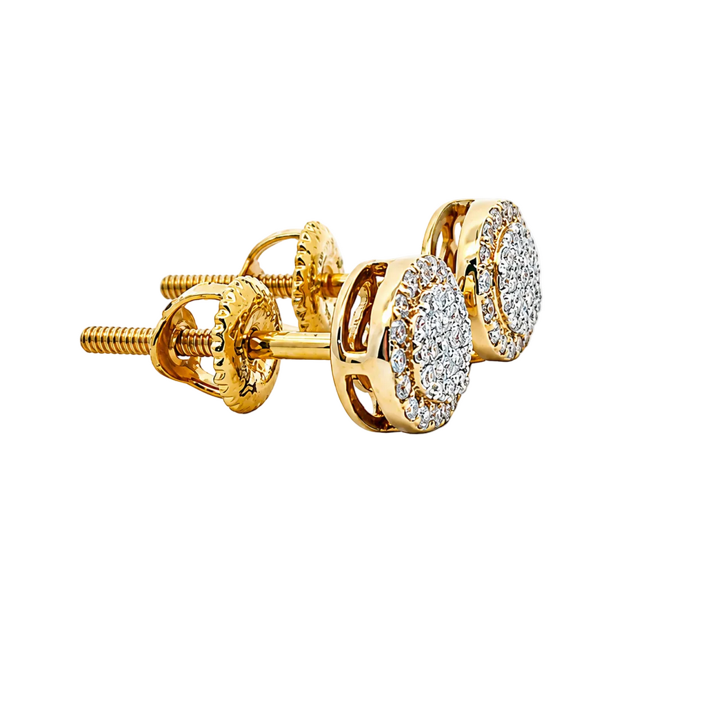 10KT Gold Diamond Cluster Halo Earrings 0.17 CTW