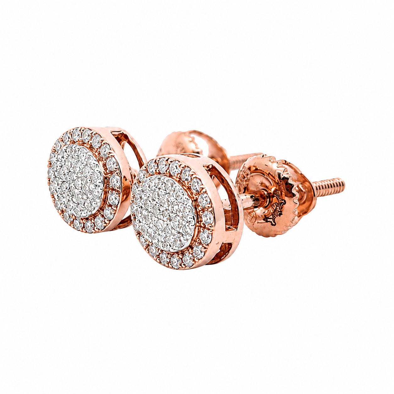 10KT Gold Diamond Cluster Halo Earrings 0.17 CTW