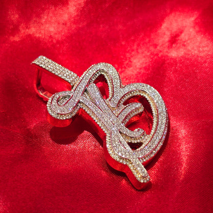 Intial B custom Pendant in 10K Gold and Natural VS Diamonds