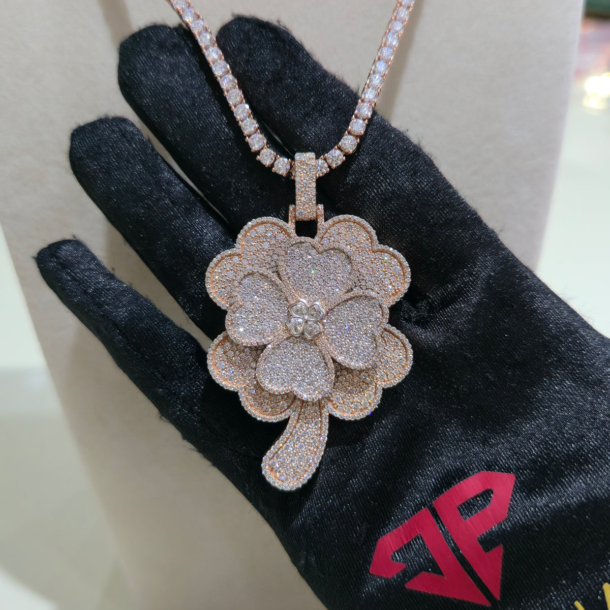 VVS Custom Clover Pendant with 3mm Tennis Chain