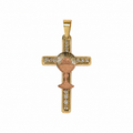 10KT Gold Two-Tone CZ Cross Pendant