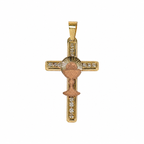 10KT Gold Two-Tone CZ Cross Pendant