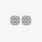 10KT Gold Diamond Grid Cluster Stud Earrings 0.24 CTW