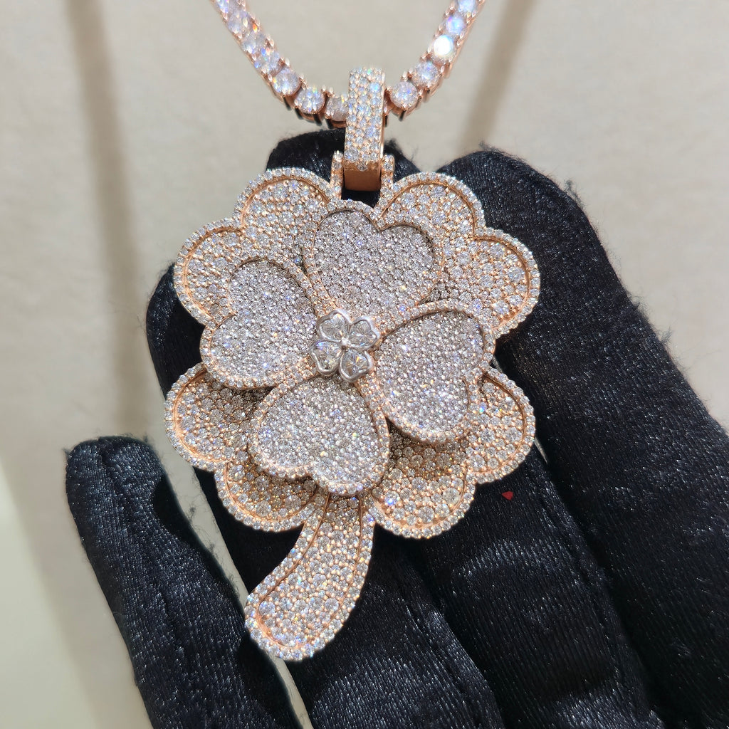 VVS Custom Clover Pendant with 3mm Tennis Chain
