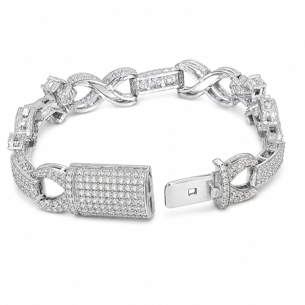 Lab Diamond Sterling Silver Infinity Cross Bracelet 7.60CTW