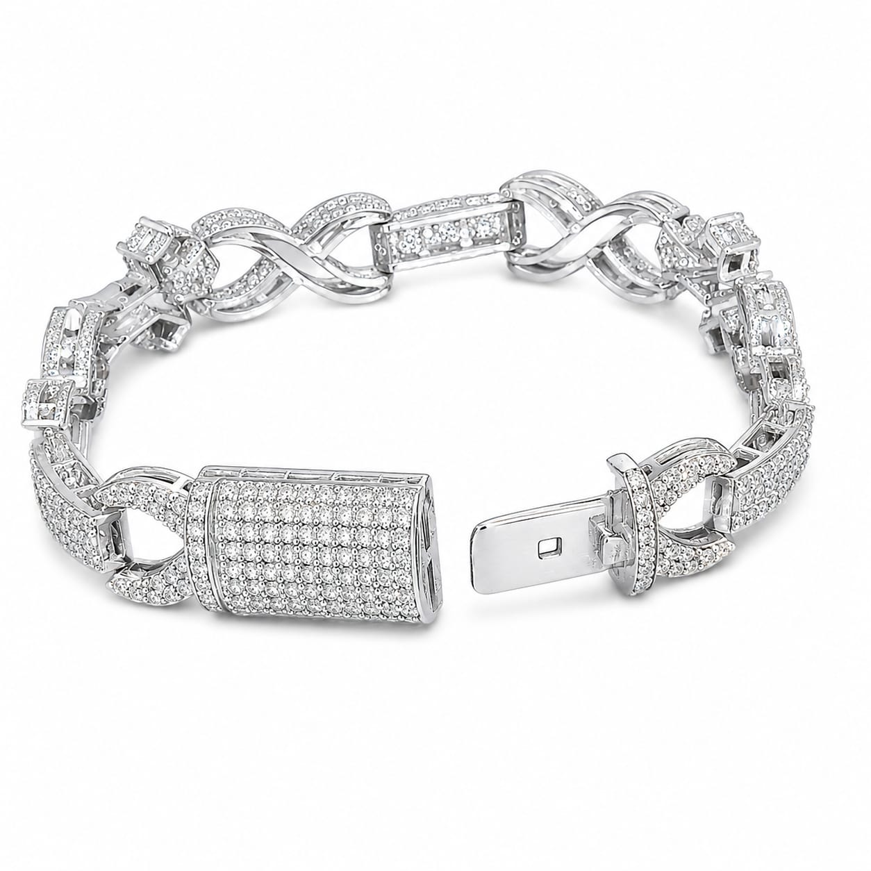 Lab Diamond Sterling Silver Infinity Cross Bracelet 7.60CTW