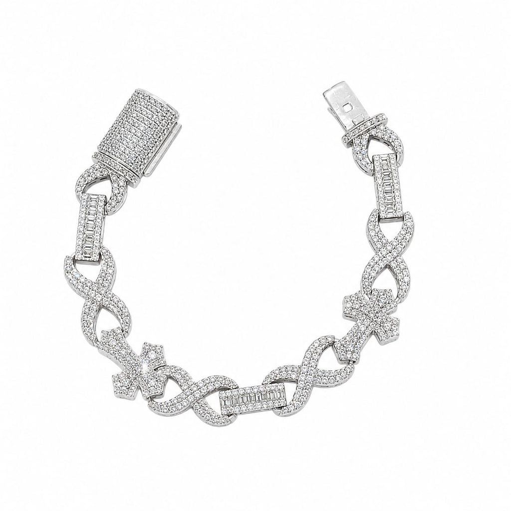 Lab Diamond Sterling Silver Infinity Cross Bracelet 7.60CTW