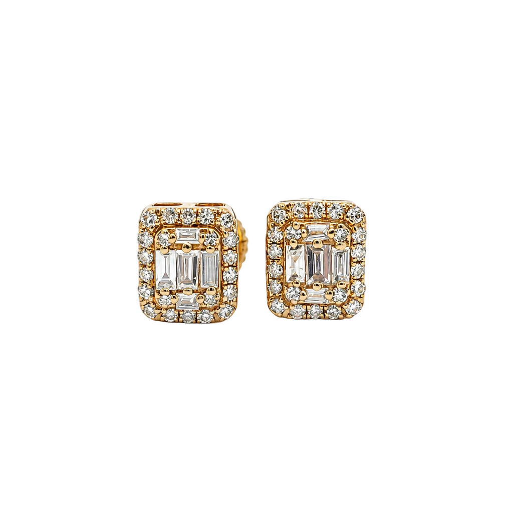 10KT Gold Diamond Cluster Halo Stud Earrings 0.20 CTW