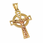 10KT Gold Two-Tone Celtic Crucifix Cross Pendant