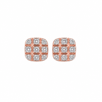 10KT Gold Diamond Grid Cluster Stud Earrings 0.24 CTW