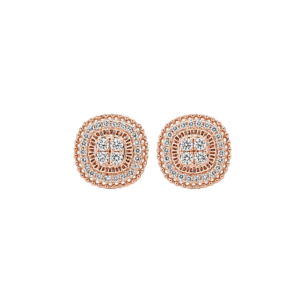 10KT Gold Diamond Cluster Stud Earrings 0.16 CTW