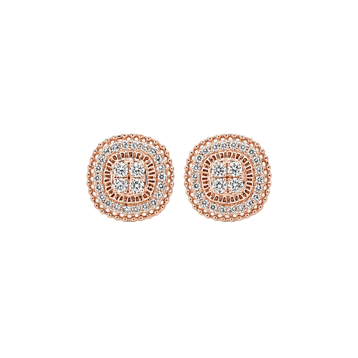 10KT Gold Diamond Cluster Stud Earrings 0.16 CTW