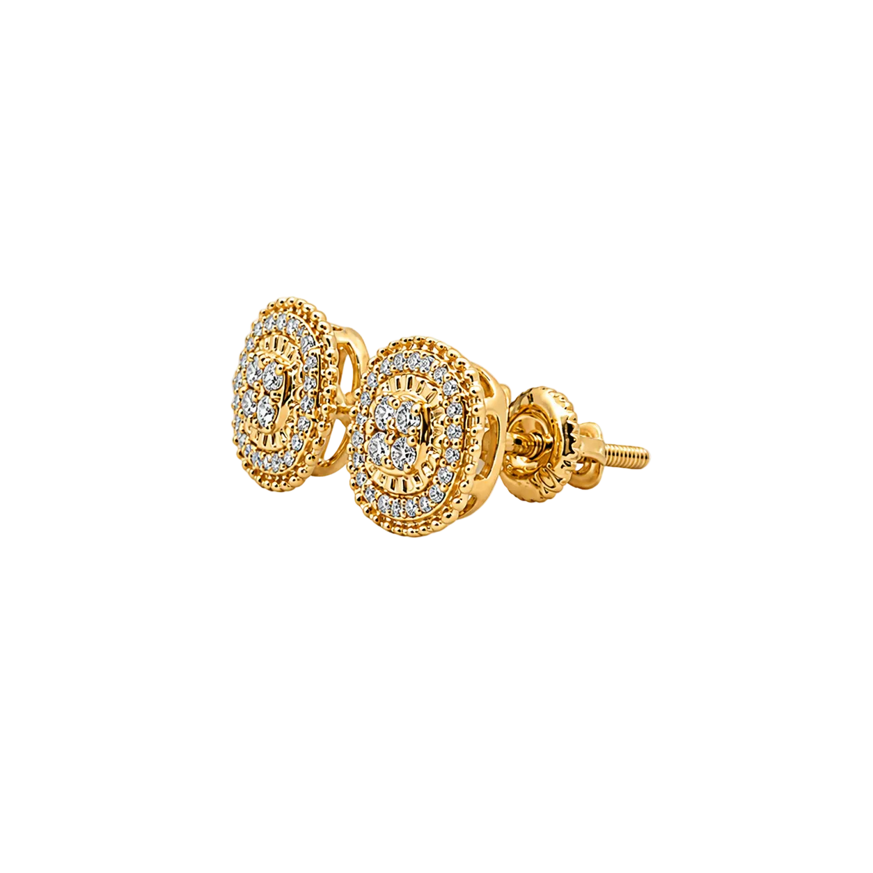 10KT Gold Diamond Cluster Stud Earrings 0.16 CTW