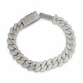 Lab Diamond Sterling Silver 12mm Cuban Link Bracelet 13.05 CTW