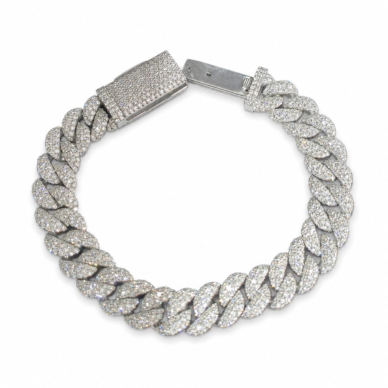 Lab Diamond Sterling Silver 12mm Cuban Link Bracelet 13.05 CTW
