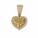 10KT Gold Heart Nugget Pendant with CZ Stones