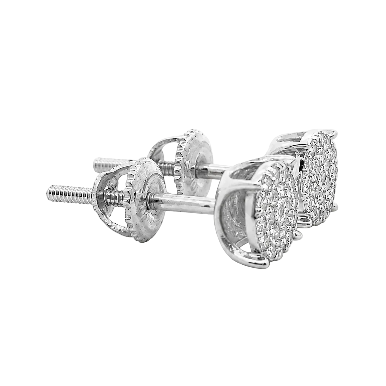 10KT Gold Diamond Round Cluster Stud Earrings 0.14 CTW