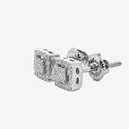 10KT Gold Diamond Square Cluster Stud Earrings 0.12 CTW
