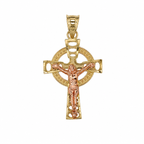 10KT Gold Two-Tone Celtic Crucifix Cross Pendant