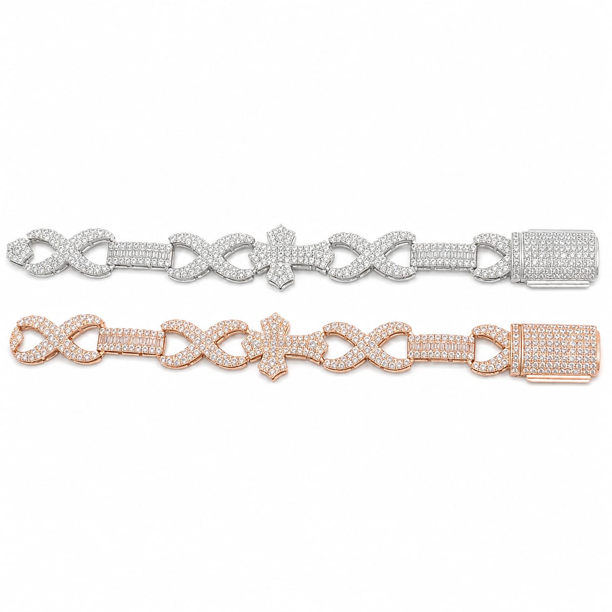 Lab Diamond Sterling Silver Infinity Cross Bracelet 7.60CTW