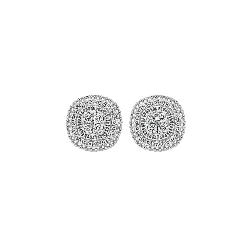 10KT Gold Diamond Cluster Stud Earrings 0.16 CTW